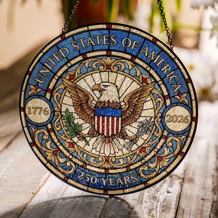 US 250 Years Eagle Stained Glass Suncatcher
