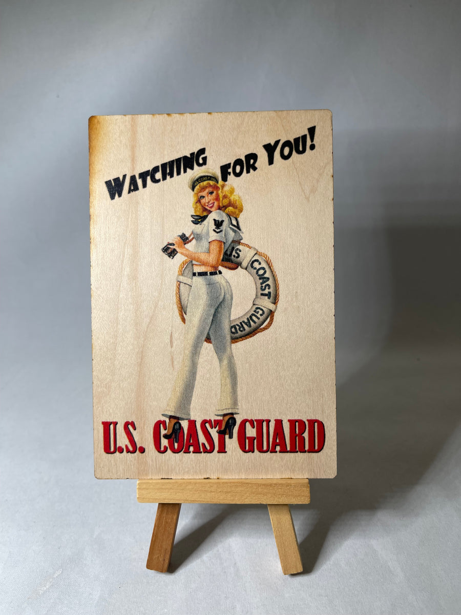 Coast Guard Girl Wooden Postcard