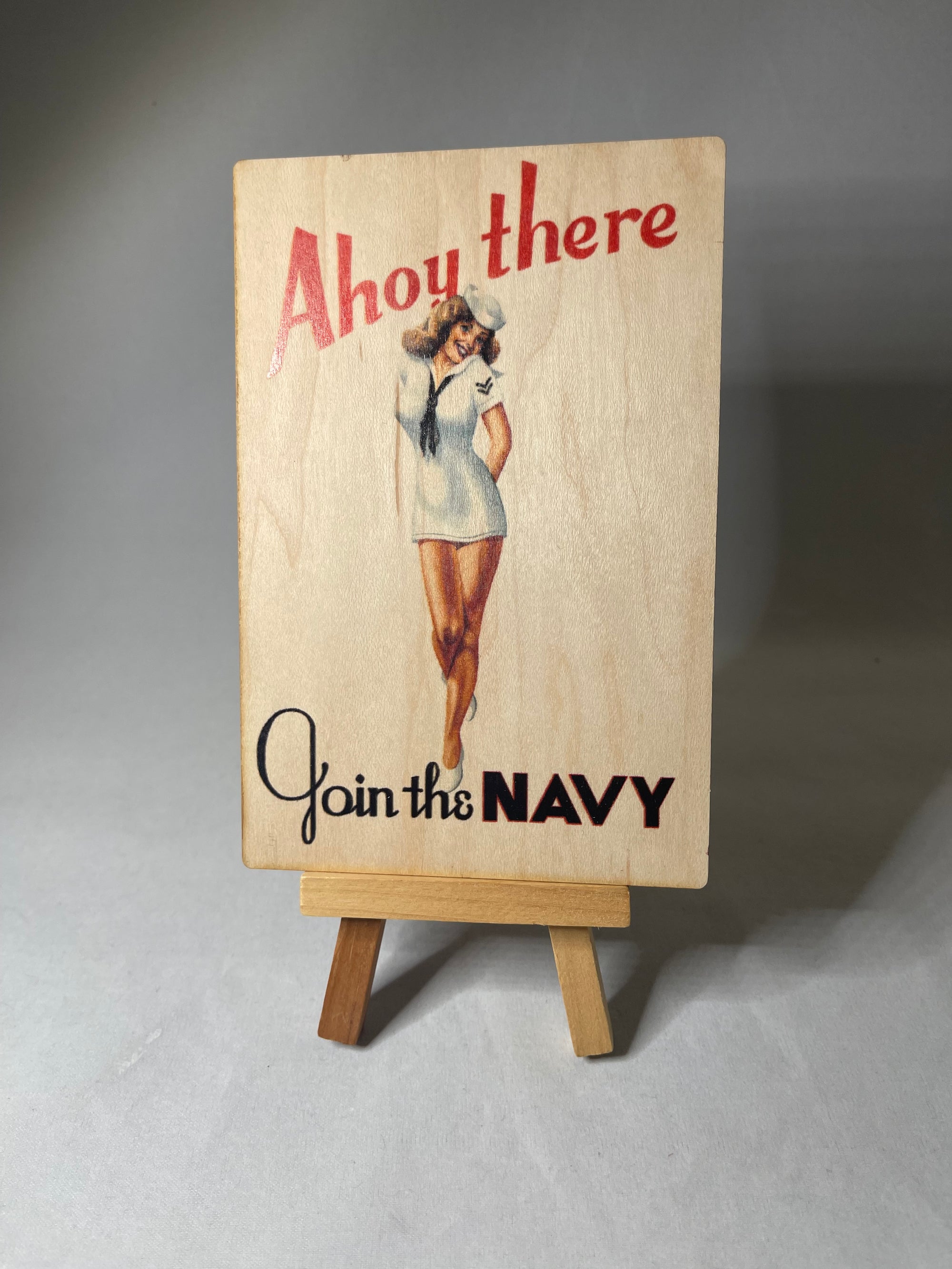 Navy Girl Wooden Postcard