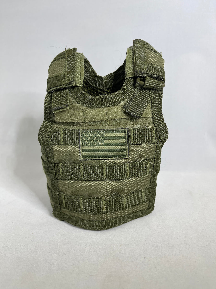 Green Vest Coozie with Flag