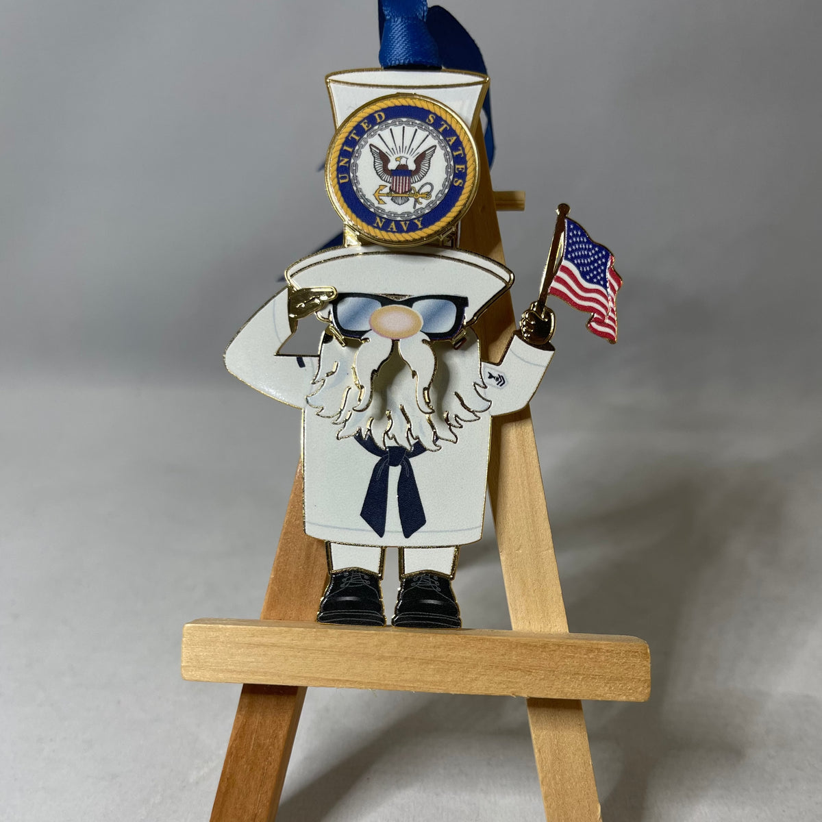 Navy Gnome Ornament