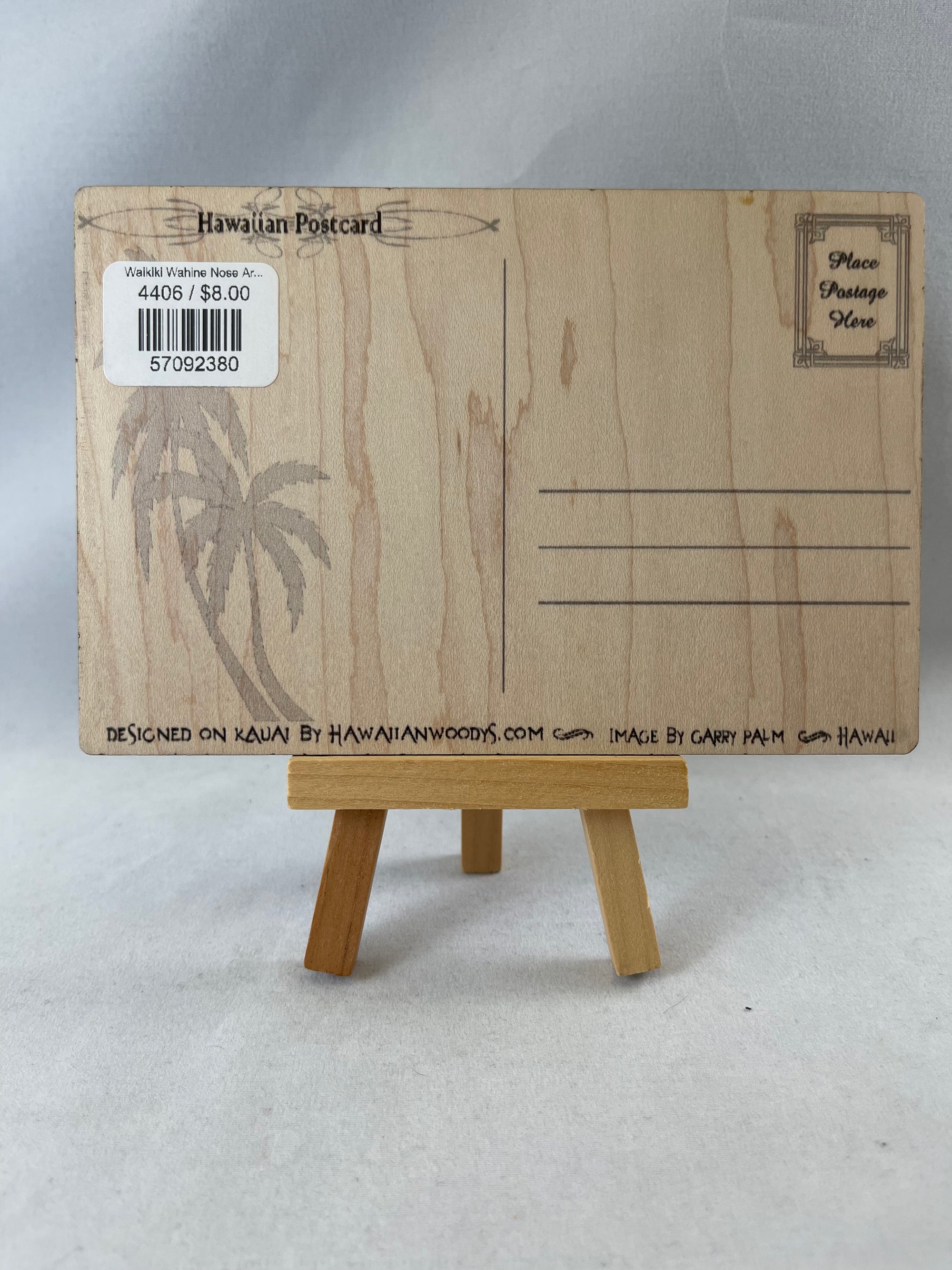 Waikiki Wahine Nose Art Wooden Postcard