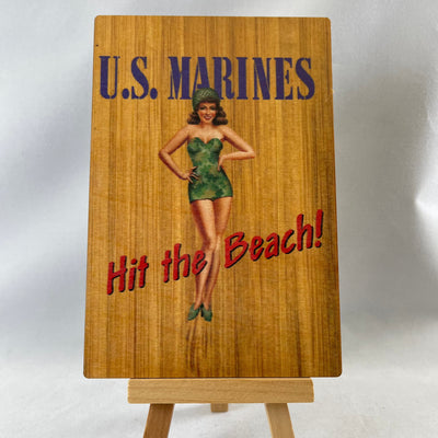 Marine Girl Wooden Postcard