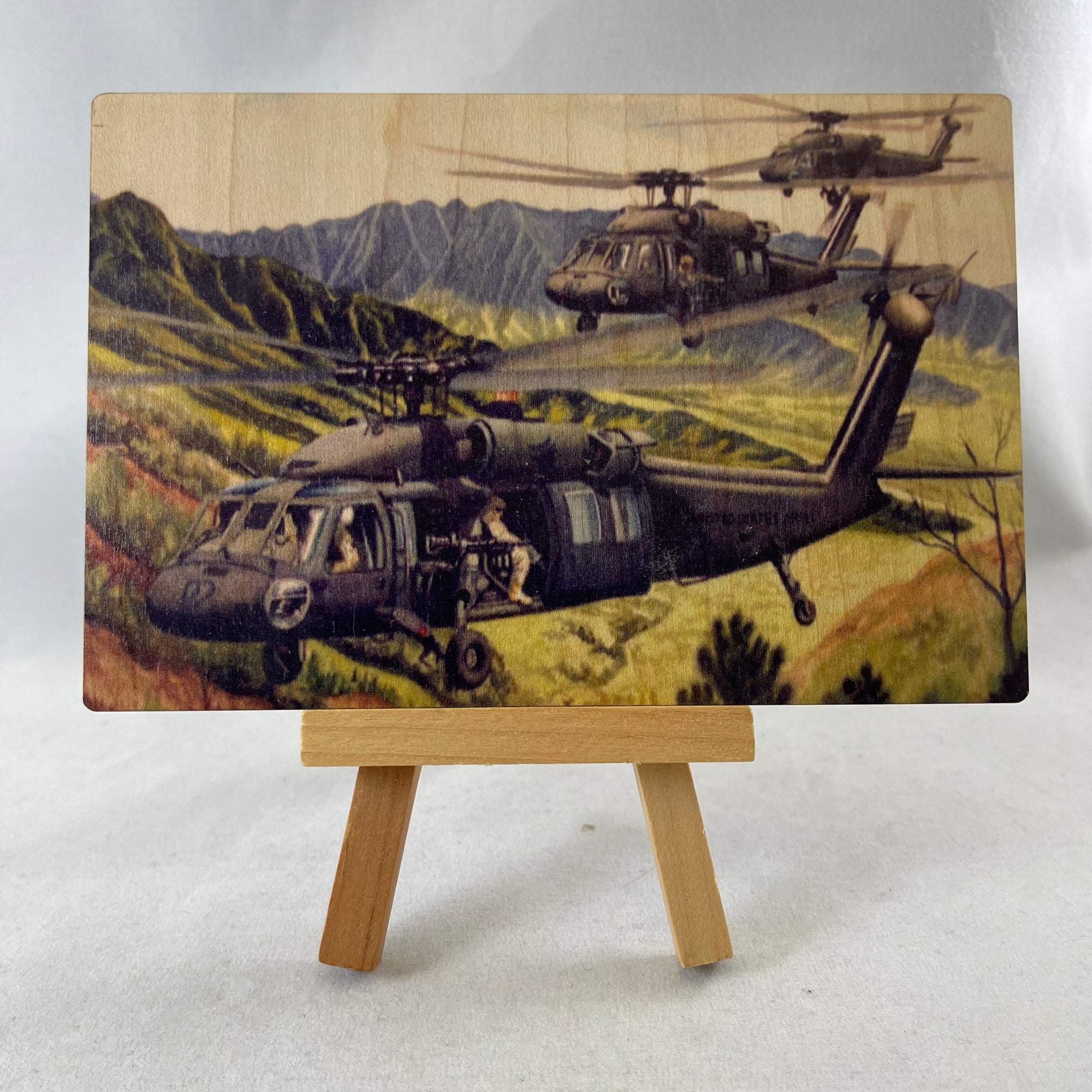 Blackhawks in Makua Valley Wooden Postcard