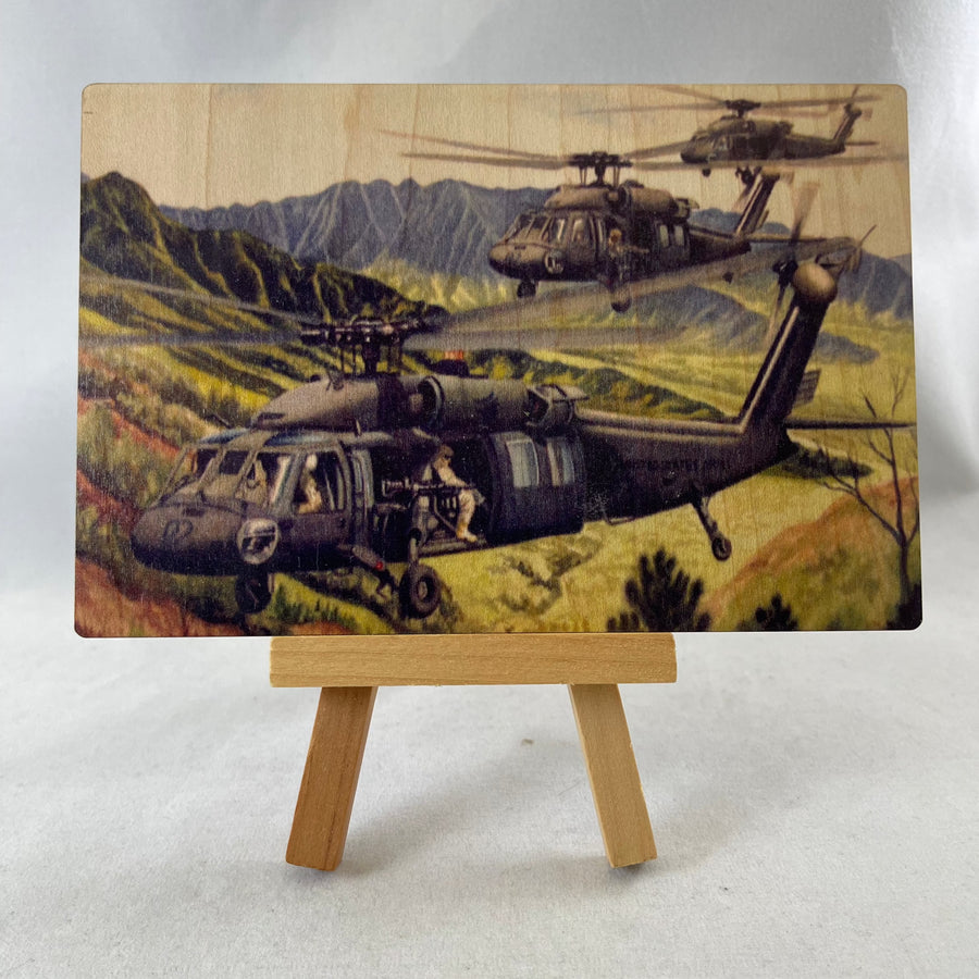 Blackhawks in Makua Valley Wooden Postcard