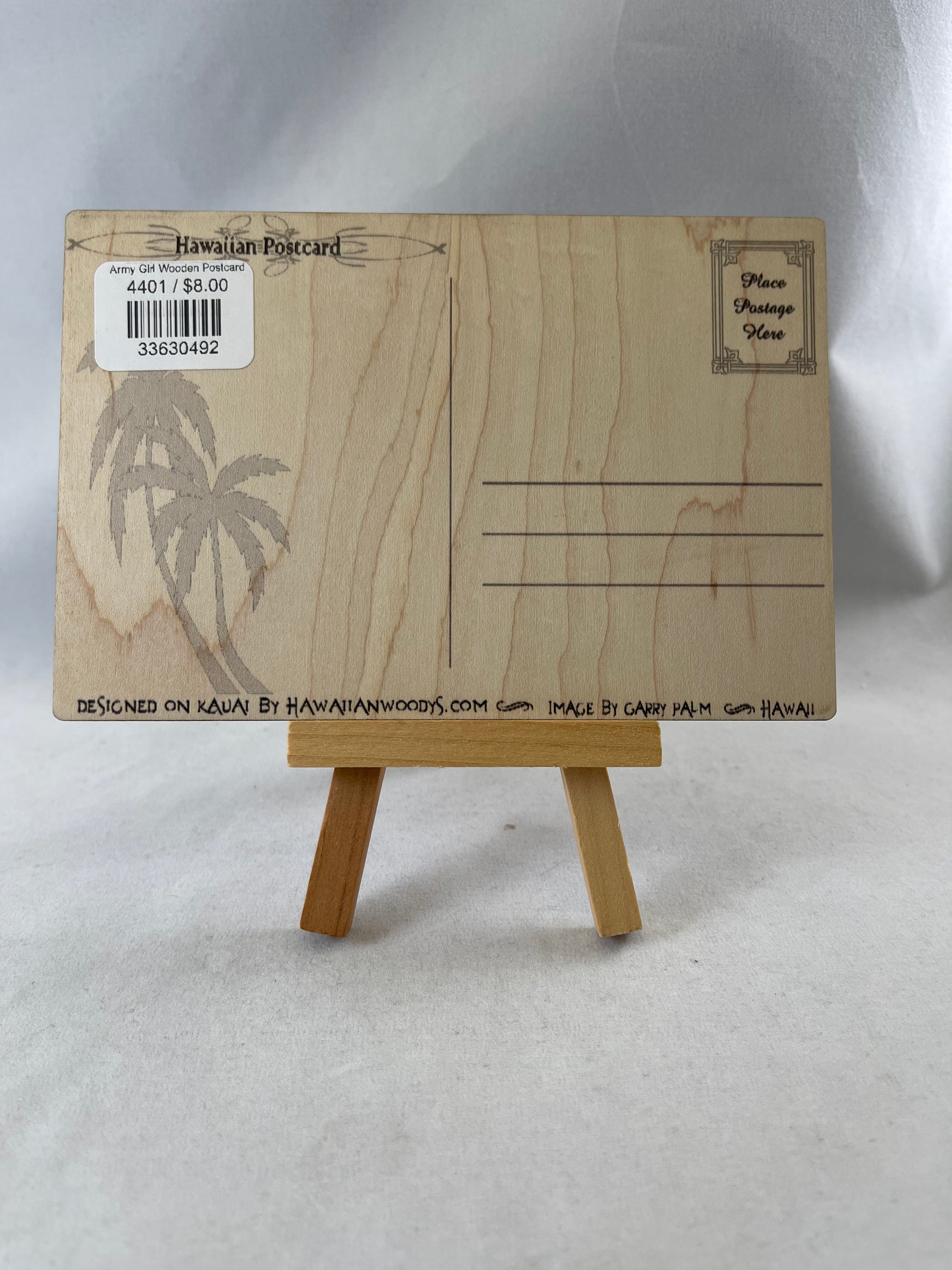 Army Girl Wooden Postcard