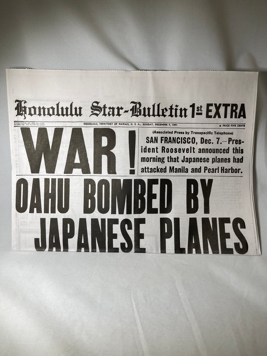 Bombing of Pearl Harbor Newspaper