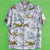 Aloha Shirt WWII Fighter Aircraft Silver