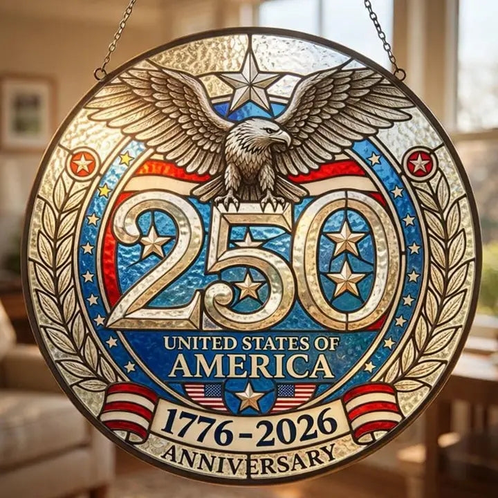 USA 250 Years Stained Glass Suncatcher