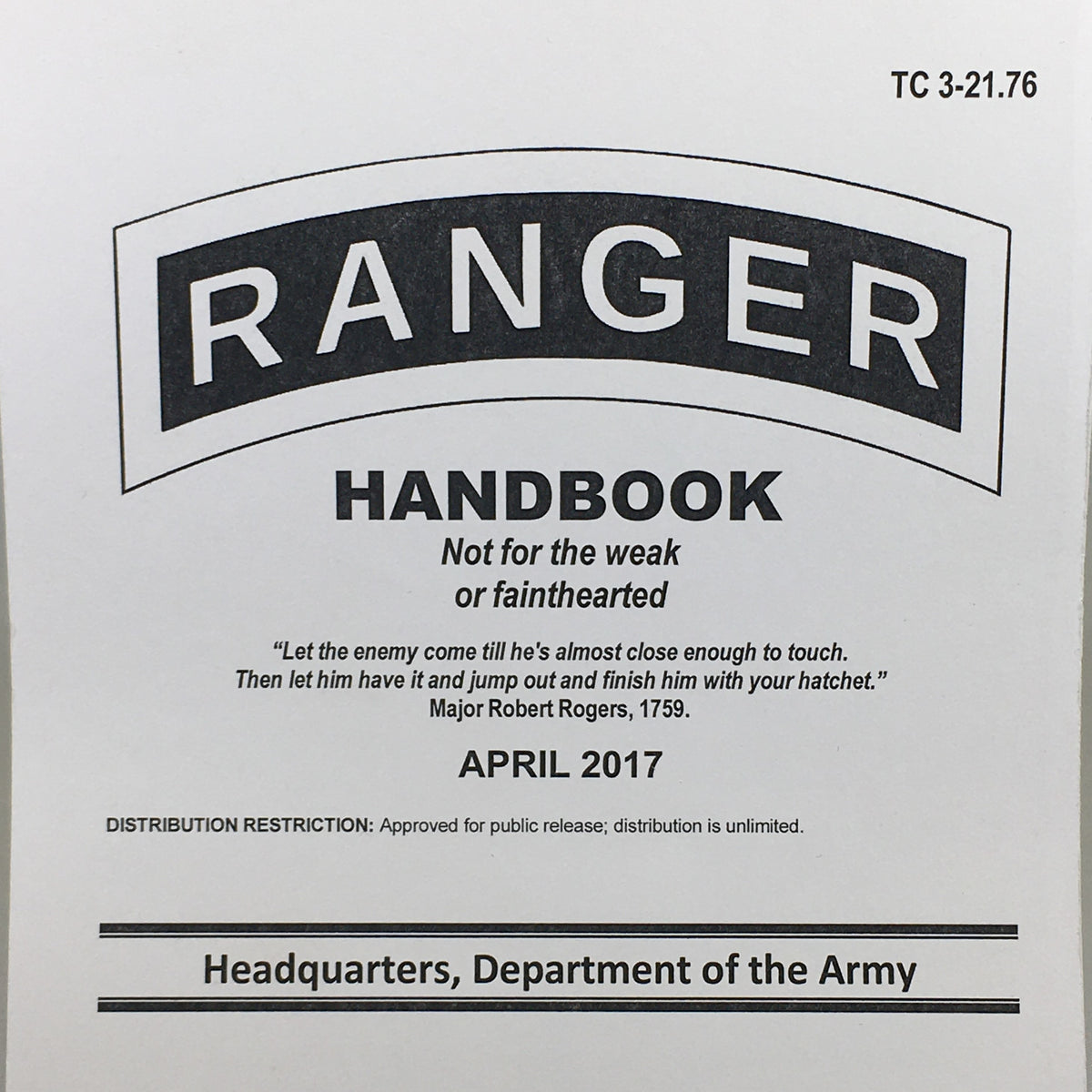 Area Recon Ranger Handbook US Army Ranger Handbook - Hi Army Museum Society Store