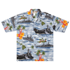 Aloha Shirt World War II Battleships Blue