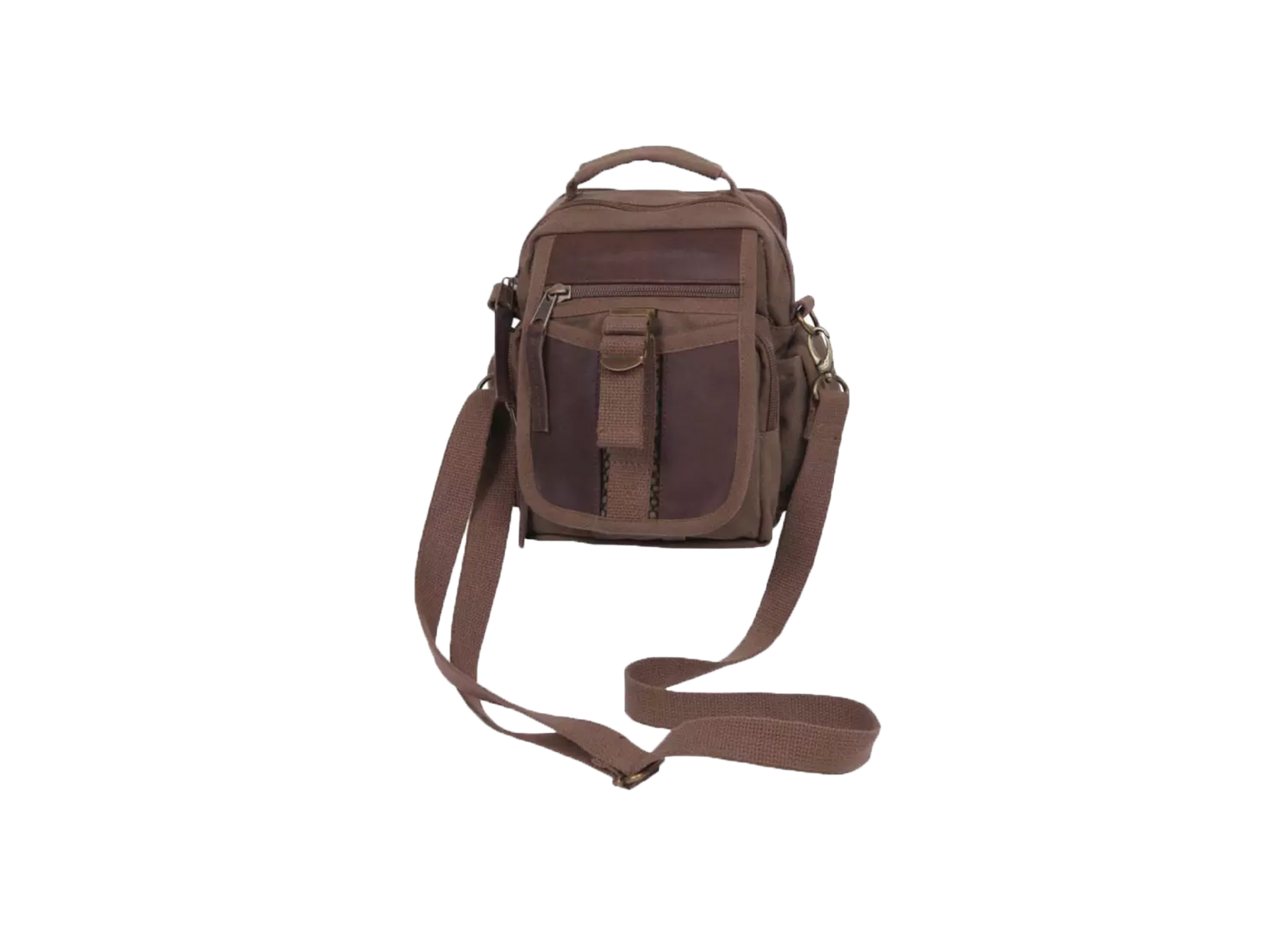 Canvas and Leather Travel Bag - Brown