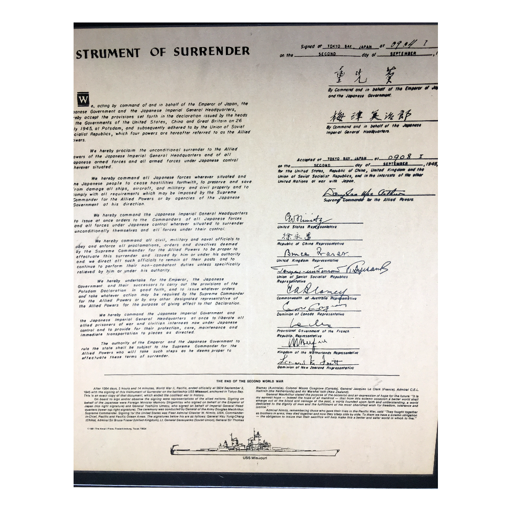 WWII Surrender Document - Hi Army Museum Society Store